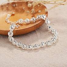 New Hot Lovely Hollow Ball Chain 925 Sterling Silver Plated Bracelet For Women Fashion Wedding Party Holiday Gift Fine Popular Jewelry