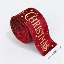 Świąteczna tkana wstążka z kolorowym flokowanym wzorem, nadrukowana folią w angielskie gwiazdki, świąteczna wstążka, kokarda, satynowa wstążka z kwiatowym wzorem