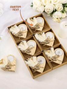 1 Set/6 Sets/12 Sets Velas aromáticas para decoración del hogar, soportes de velas de madera, soportes de velas para bodas, soportes de velas de madera con forma de corazón retro, adecuados para meditación, hotel o decoración de bodas, velas modernas para el hogar, decoración de habitaciones, regalos de cumpleaños y graduación, decoración rústica de escritorio DIY (combinación aleatoria de lavanda y flor de bebé) - Color de la madera - Ver 7