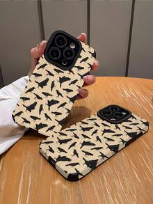 1 件哥特风格乌鸦图案垂直仿皮防震防指纹手机壳，适用于 Apple 和型号 - 彩色 - 查看 2