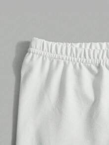 3 Stücke/Set Mädchen Lässig einfarbige Leggings, elastisch gestrickt weich & bequem, sportlicher Stil, geeignet für Outdoor-Aktivitäten, Tanzen, Radfahren, Laufen, Treffen, Partys und den täglichen Gebrauch im Frühling, Sommer, Herbst und Winter - Weiss - Übersicht 6