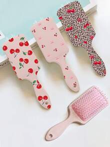 Peine con cojín de aire con diseño de lazo y cereza, diseño lindo y de dibujos animados, cepillo de cabello portátil para mujeres, kit de herramientas para el peinado, kit de herramientas de belleza, regalo de accesorios de belleza para el hogar de mujeres, herramientas para el peinado - Multicolor - Ver 1