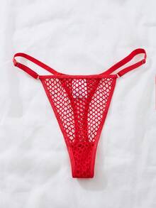2 件性感迷人网眼镂空内衣套装，时尚迷人设计性感内裤 - 紅色 - 查看 6