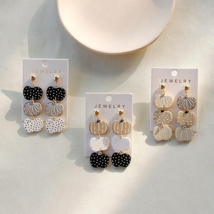 1 Pair Halloween Western Style Hip Hop Polka Dot Pumpkin Acrylic Pendant Earrings, Women's Party Celebration Festival Gift