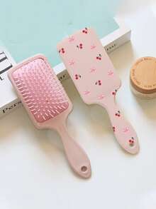 Peine con cojín de aire con diseño de lazo y cereza, diseño lindo y de dibujos animados, cepillo de cabello portátil para mujeres, kit de herramientas para el peinado, kit de herramientas de belleza, regalo de accesorios de belleza para el hogar de mujeres, herramientas para el peinado - Multicolor - Ver 3