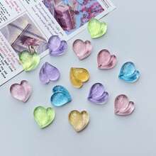 10 pièces Autocollants plats transparents en forme de cœur assortis, pour la fabrication de bijoux, les accessoires pour cheveux, la décoration artisanale (Bijouterie pour adultes de 14 ans et plus) - Multicolore - Voir 1
