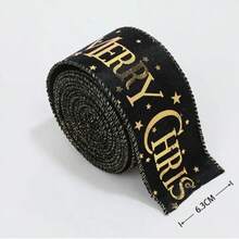 Świąteczna tkana wstążka z kolorowym flokowanym wzorem, nadrukowana folią w angielskie gwiazdki, świąteczna wstążka, kokarda, satynowa wstążka z kwiatowym wzorem