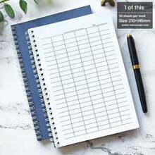 1 Spiral Bound Universal Grid Attendance Logbook, 50 Sheets/100 Pages, Work Diary Horizontal (15 Rows X 9 Columns), Vertical (23 Rows X 6 Columns), Data And Inventory Management Notebook, Accounting, Student And Work Use - Text, Back To School, Learning Supplies, Suitable For Students, Accountants, Clerks, Warehouse Managers, Applicable In Classrooms, Offices, Finance Departments, Warehouses - Rectangle - View 3