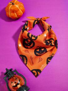 1pc Halloween Funny Pet Bandana Dog Scarf, New Cartoon Print Dog Puppy Triangular Scarf Pet Supplies, Machine Washable