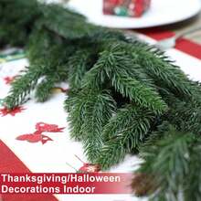 Realistyczny wieniec świąteczny o długości 5/6/9 stóp, naturalne drapowanie, miękki i giętki wianek cedrowy, realistyczny świąteczny wieniec dekoracyjny, odpowiedni na kominek, stół, schody, do dekoracji domu na zewnątrz, do pokoju, zimowa dekoracja świąteczna, prezent świąteczny do domu, dekoracja świąteczna - Zielony - Zobacz 7