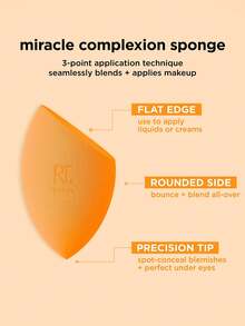 Real Techniques Miracle Complexion Sponge + Concealer Sponge Duo, Makeup Blending Sponges For Foundation & Concealer, Offers Light To Medium Coverage, Natural, Dewy Makeup, Latex-Free Foam 2 Count - Orange - View 3