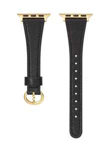 1 Young And Fashionable Women's Watch Strap, Black Leather, Soft And Comfortable, Ultra-Thin And Slender Women's Watch Strap Ultra3 2 1 SE S10 /S9 /S8 /S7 /S6/ S5/ S4/ S3 /S2/ S1 Series Global Hot New Product Golden Metal Decoration Black Leather Strap 38 Mm40mm42mm44mm45mm46mm49mm Compatible With Watch Band Smart Watches Accessories Wristwatch - Black - View 13