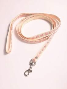 1 pièce Laisse standard pour animal de compagnie avec broderie scintillante fleur/cerise/jacquard