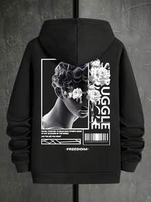 Sudadera con Capucha Delgada Nueva Primavera y Otoño Sudadera Impresa - Negro - Ver 2