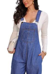 Women's Denim Jeans Overalls 100% Cotton - màu xanh da trời - Xem 4