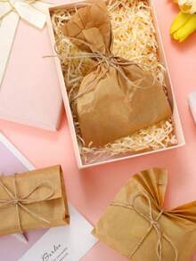 50/100pcs-Kraft Paper Party Favor Bags Pastel Paper Gift Bags, Kraft Bags Party Favor Bags, Small Gift Bags Kraft Paper Bag, Kraft Gift Bag High-Quality Reusable Gift Bags For Halloween Party, Family Gathering Birthdays, Weddings & Small Business Supplies - Khaki - View 4