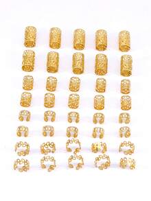 40pcs Braided Hair Accessories Set, Including Gold Headbands, Assorted Hair Scrunchies, Adjustable Hair Beads, Suitable For Braids, Messy Buns, And Other Hairstyles, For Girls - Gold - View 5