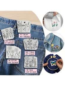 2 Sheets A4 Size, Containing 12 Patterns, Hand-Sewn Stabilizer Can Be Washed Off, Self-Adhesive Water-Soluble Embroidery Pattern Stabilizer Stickers, Suitable For Embroidery Handicraft Enthusiasts - Multicolor - View 2