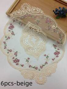 1 件，米色蕾丝桌布，隔热，编织材质，100% 涤纶纤维，多功能杯垫，花瓶垫，中式桌布，床罩，复古，波西米亚风格，适合所有季节和房间装饰，摄影道具，桌面装饰。