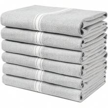 Juego de Paños de Cocina 100% Algodón, Superabsorbentes, 6 Piezas - Raya gris - Ver 2