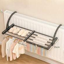1pc Stainless Steel Folding Drying Rack Wall Mount Retractable Clothes Shoe Organizer Space Saving Storage Solution Multifunctional Laundry Hanger Home Bathroom Kitchen Hanging Rack Garment Dryer Compact Portable Drying Stand - Black - View 13