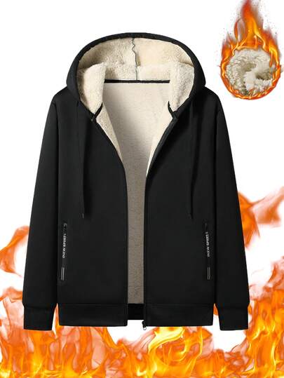 Moletom com Capuz Masculino, Jaqueta Forrada Térmica Reforçada, Caimento Solto, Outono/Inverno