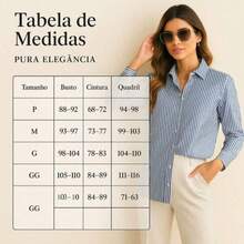 Women's Long Sleeve Striped Shirt With Loose Buttons In Premium Crepe Fabric Without Pockets, Casual And Elegant - 米色 - 查看 5