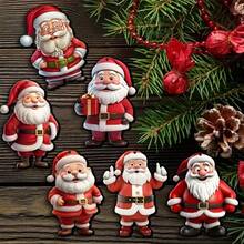 12pcs/24pcs Santa Claus 2D Flat Wooden Decorations Set, Suitable For Christmas Tree And Holiday Home Decor, Indoor Celebration Accessories, New Year Decoration, Christmas & New Year Gift For Friends, Family - Multicolor - View 3
