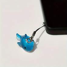 1/2 件休闲街头风格黑色和蓝色可爱创意树脂鲨鱼手机挂绳饰品，男女通用手机配件 - 多色 - 查看 7