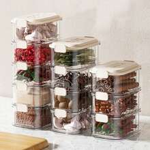 Stackable Spice Storage Boxes Food Storage Box Plastic Seasoning Jar Multi-Layered Seasoning Storage Box Kitchen Organizer - White-3pcs - View 7