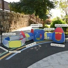 儿童彩色方形帐篷隧道爬行 3/4/5 件套，室内游戏屋玩具帐篷，男孩和女孩适用的球坑