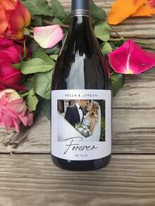 Personalized Photo And Text Wine Bottle Label Stickers, Customizable Wedding Engagement 21st Birthday Decorations, Durable Adhesive Paper Stickers, Bridesmaid Proposal - Multicolor - View 4