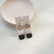 1 Pair Halloween Western Style Hip Hop Polka Dot Pumpkin Acrylic Pendant Earrings, Women's Party Celebration Festival Gift