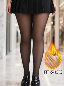 1条装 300克/220克/80克 女士性感透视黑色连裤袜，秋冬季商务及性感造型连裤袜，大码保暖内衬连裤袜（适合0-15°C） - 黑色 - 查看 2