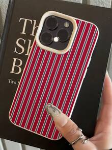 1 件白色独特红蓝条纹简约图案全覆盖 TPU 防震手机壳，适用于 Apple 16、15、14、13、12、11 Pro Max 和系列 - 彩色 - 查看 3
