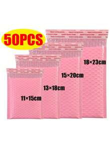 20/10pcs Pink Composite Pearlescent Film Bubble Bags, Pink Clothing Packaging Express Bags, Thickened Envelope Foam Waterproof Bubble Bags For Cosmetics, Jewelry Express Packaging, Bubble Cushion, Waterproof, Shock-Proof (Color May Vary Slightly Due To Different Batches) - Pink - View 1