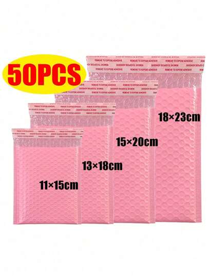 20/10pcs Pink Composite Pearlescent Film Bubble Bags, Pink Clothing Packaging Express Bags, Thickened Envelope Foam Waterproof Bubble Bags For Cosmetics, Jewelry Express Packaging, Bubble Cushion, Waterproof, Shock-Proof (Color May Vary Slightly Due To Different Batches)