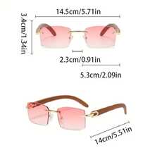 Unisex Luxury Wooden Frameless Glasses - Vintage Metal Frame, Brown Lenses, Decorative PC Lenses, Includes Metal Hinges And No Battery/Complex, Fashionable Glasses, Elegant Glasses - 金茶 - 查看 11