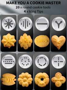 Cookie Press 20pcs Set Including Biscuit Machine, Aluminum Alloy Cream Icing Piping Gun For Baking