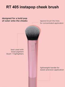 Real Techniques Instapop 腮红刷，可用于腮红、修容和高光，适用于散粉或粉饼，无动物实验，纯素，1支装，粉底刷，遮瑕刷，腮红刷，轮廓刷，修容刷，散粉刷，粉底刷，腮红刷 - 粉色 - 查看 2