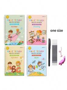 1 Stück Englisches Handschriftübungsheft, Spaß mit Mathe & Malen für Anfänger, Arbeitsheft für Stiftkontrolle-Training