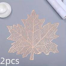 1/2/4/6/8/12pcs Hollow Maple Leaf Gold Foil Placemats, Asymmetrical Shape Dining Table Mats, Hotel Heat Insulation Bowl Pad, Coasters For Afternoon Tea