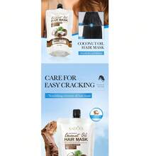 SADOER 椰子修复保湿发膜，改善毛躁，软化头发，修复，清爽不刺激，适合中长发女性，含有椰子油和胶原蛋白，滋养角质层，使头发顺滑无毛躁，洗发后使用 - 瓶 - 查看 5