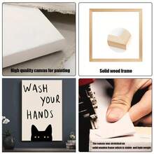 1 Vintage Funny Cat "Washing Hands" Canvas Art Print Posters , Modern Style Wall Arts Decoration Painting, Suitable For Bathroom, Living Room, Bedroom, Office, Home Decoration- Optional Frame