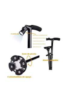BASTON PLEGABLE CON LUZ - Negro - Ver 5