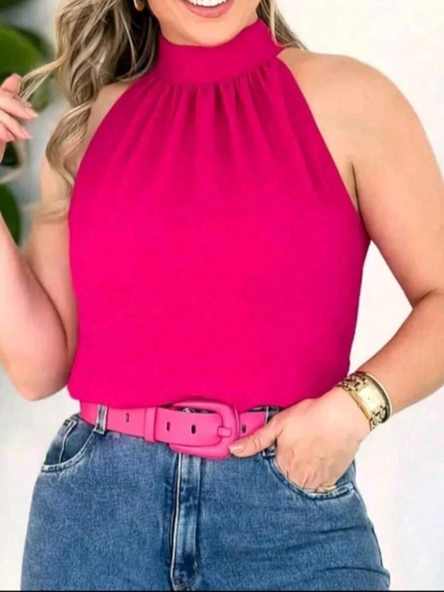 STYLISH WOMEN'S HIGH NECK TIE-UP BLOUSES - Rosa Fucsia - Ver 1
