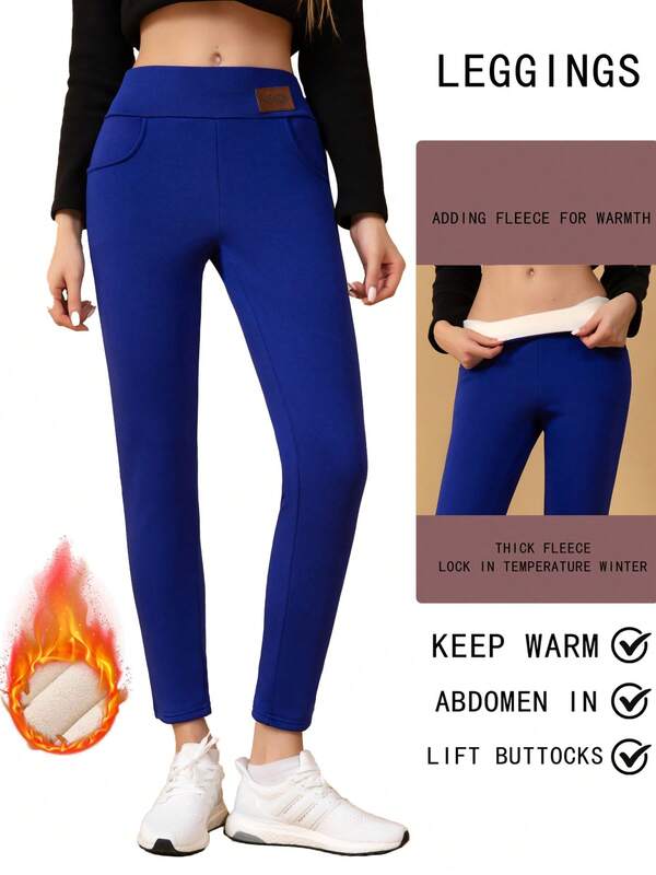 Winter Women's High Waisted Leggings With Pockets, Tummy Control & Butt Lifting, Stretchy Slim Fit Leggings For Daily Wear, Workout, Winter Fashion, & Versatile, Must-Have Leggings For Women