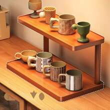 Multi-Layer Desktop Cup Holder & Storage Rack, Simple Design Coffee/Tea Cup Organizer Shelf For Tabletop, Holds Mugs, Toys, Decor