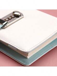 A6 Dual-Color Macaron Faux Leather Notebook With Password Lock - 6-Ring Binder, Cash Budget Planner, Multicolor Stickers And Pockets, Personal Finance Management English Journal - Multicolor - View 5
