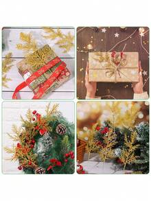 10 Stücke künstliche Glitzer Kiefernnadel Blumenanordnung, Weihnachtsbaum Dekoration, geeignet für Weihnachtsferien Dekoration